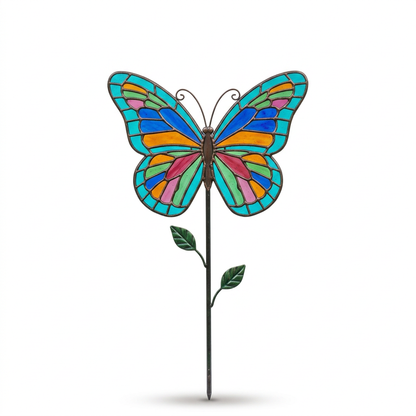 AI concept: butterfly garden stake isolated on a white background