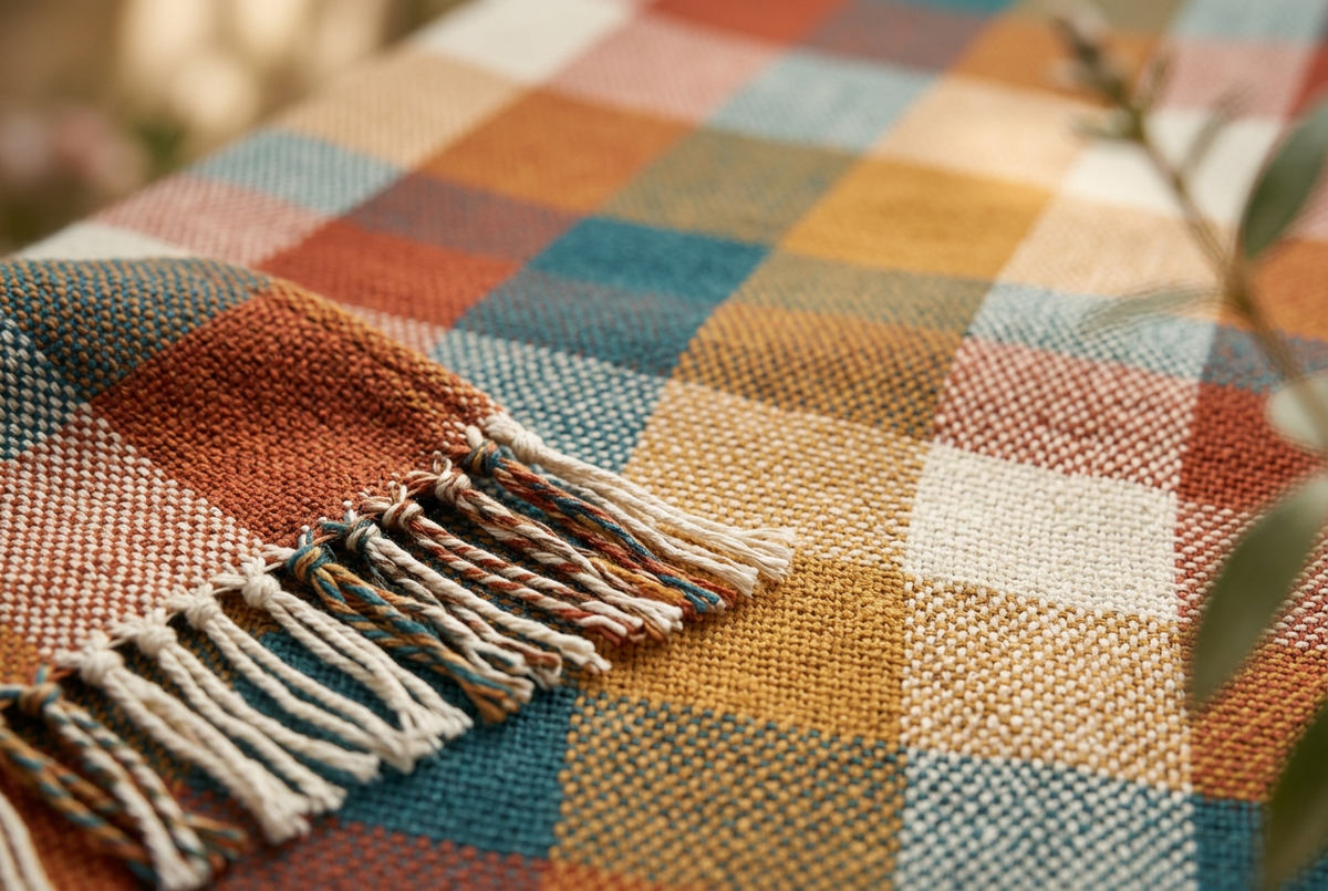 Sunday Check Colorful Garden Picnic Blanket