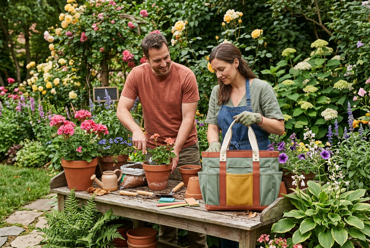 Potting Day Colorblock Garden Tool Organizer Tote