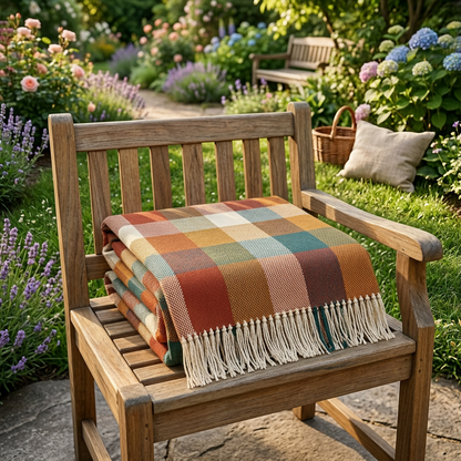 Sunday Check Colorful Garden Picnic Blanket
